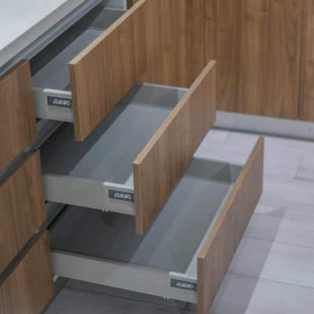 Modern Kitchen Cabinetry Euro Quick Motion three drawer base (2)