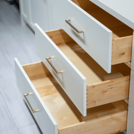 Modern Kitchen Cabinetry Naturals Slab three drawer base