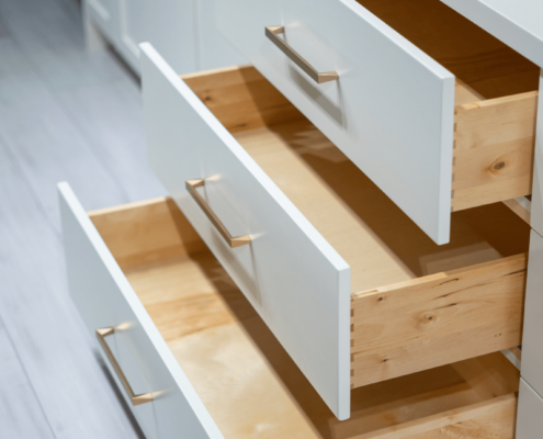 Modern Kitchen Cabinetry Naturals Slab three drawer base