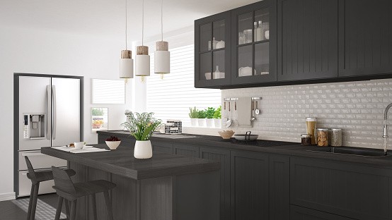 Mod Cabinetry for Black Kitchen Cabinets, black kitchen cabinets, black and white kitchen cabinets, small kitchen black kitchen cabinets, modern black kitchen cabinets