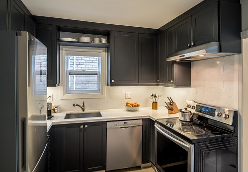 Mod Cabinetry for Black Kitchen Cabinets, black kitchen cabinets, black and white kitchen cabinets, small kitchen black kitchen cabinets, modern black kitchen cabinets