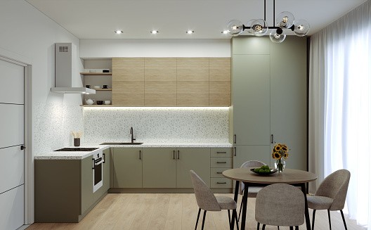 Modern kitchen in pastel colors Mod Cabinetry for Green Kitchen Cabinets, green kitchen cabinets, sage green kitchen cabinets, dark green kitchen cabinets, modern green kitchen cabinets